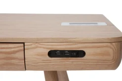 Miliboo Bureau Design-Bureau connecté multimédia avec tiroir bois clair massif L120 cm CLEVER