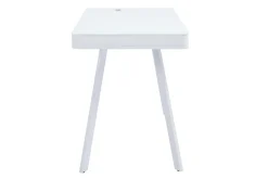Miliboo Bureau Design-Bureau connecté multimédia avec tiroir en verre et métal blanc L120 cm CLEVER