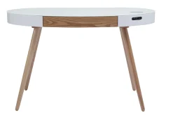 Miliboo Bureau Design-Bureau connecté multimédia verre blanc et bois clair L120 cm HANDY