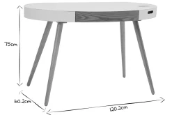 Miliboo Bureau Design-Bureau connecté multimédia verre blanc et bois clair L120 cm HANDY