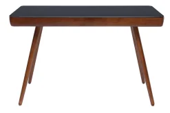 Miliboo Bureau Design-Bureau connecté multimédia avec tiroir en verre noir et bois foncé noyer L120 cm CLEVER