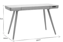 Miliboo Bureau Design-Bureau connecté multimédia avec tiroir en verre et bois clair L120 cm CLEVER