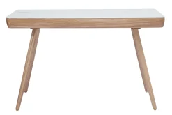 Miliboo Bureau Design-Bureau connecté multimédia avec tiroir en verre et bois clair L120 cm CLEVER