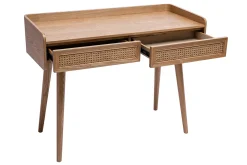 Miliboo Bureau Design-Bureau design avec rangements 2 tiroirs bois clair et cannage rotin L105 cm ELSY