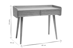 Miliboo Bureau Design-Bureau design avec rangements 2 tiroirs bois clair et cannage rotin L105 cm ELSY