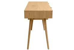 Miliboo Bureau Design-Bureau finition bois clair, cannage rotin et métal noir 3 tiroirs L120 cm MANILLE