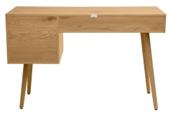 Miliboo Bureau Design-Bureau finition bois clair, cannage rotin et métal noir 3 tiroirs L120 cm MANILLE