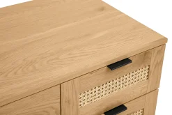 Miliboo Bureau Design-Bureau finition bois clair, cannage rotin et métal noir 3 tiroirs L120 cm MANILLE