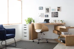 Miliboo Bureau Design-Bureau modulable design avec rangements 2 tiroirs bois clair L140-218 cm MAX