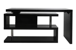 Miliboo Bureau Design-Bureau modulable design avec rangements 2 tiroirs noir laqué L140-218 cm MAX