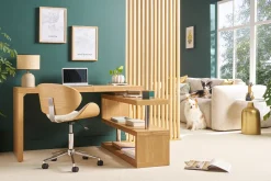 Miliboo Bureau Design-Bureau modulable design bois clair frêne massif L140-218 cm MAX