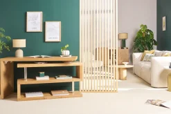 Miliboo Bureau Design-Bureau modulable design bois clair frêne massif L140-218 cm MAX