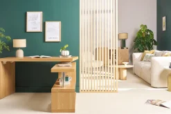 Miliboo Bureau Design-Bureau modulable design bois clair frêne massif L140-218 cm MAX