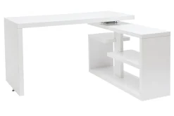 Miliboo Bureau Design-Bureau modulable design laqué blanc brillant L147-217 cm HALTON