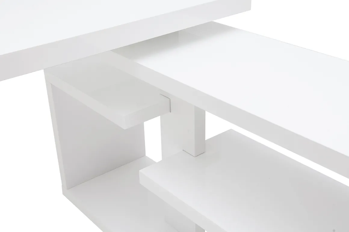 Miliboo Bureau Design-Bureau modulable design laqué blanc brillant L147-217 cm HALTON