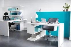 Miliboo Bureau Design-Bureau modulable design noir laqué L140-218 cm MAX