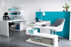 Miliboo Bureau Design-Bureau modulable design noir laqué L140-218 cm MAX