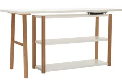 Miliboo Bureau Design-Bureau modulable scandinave blanc et bois chêne massif L140-203 cm GILDA