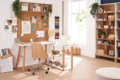 Miliboo Bureau Design-Bureau modulable scandinave blanc et bois chêne massif L140-203 cm GILDA