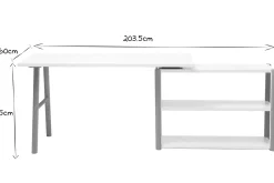 Miliboo Bureau Design-Bureau modulable scandinave blanc et bois chêne massif L140-203 cm GILDA