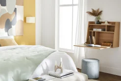 Miliboo Bureau Design-Bureau mural avec rangements scandinave bois clair chêne L78 cm GABIN