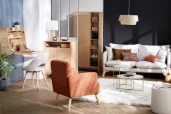 Miliboo Bureau Design-Bureau mural avec rangements scandinave bois clair chêne L78 cm GABIN