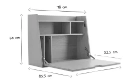 Miliboo Bureau Design-Bureau mural avec rangements scandinave bois clair chêne L78 cm GABIN