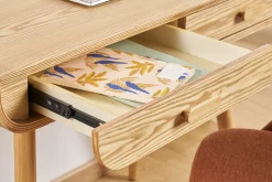 Miliboo Bureau Design-Bureau scandinave bois clair avec rangements 2 tiroirs L100 cm HALLEN