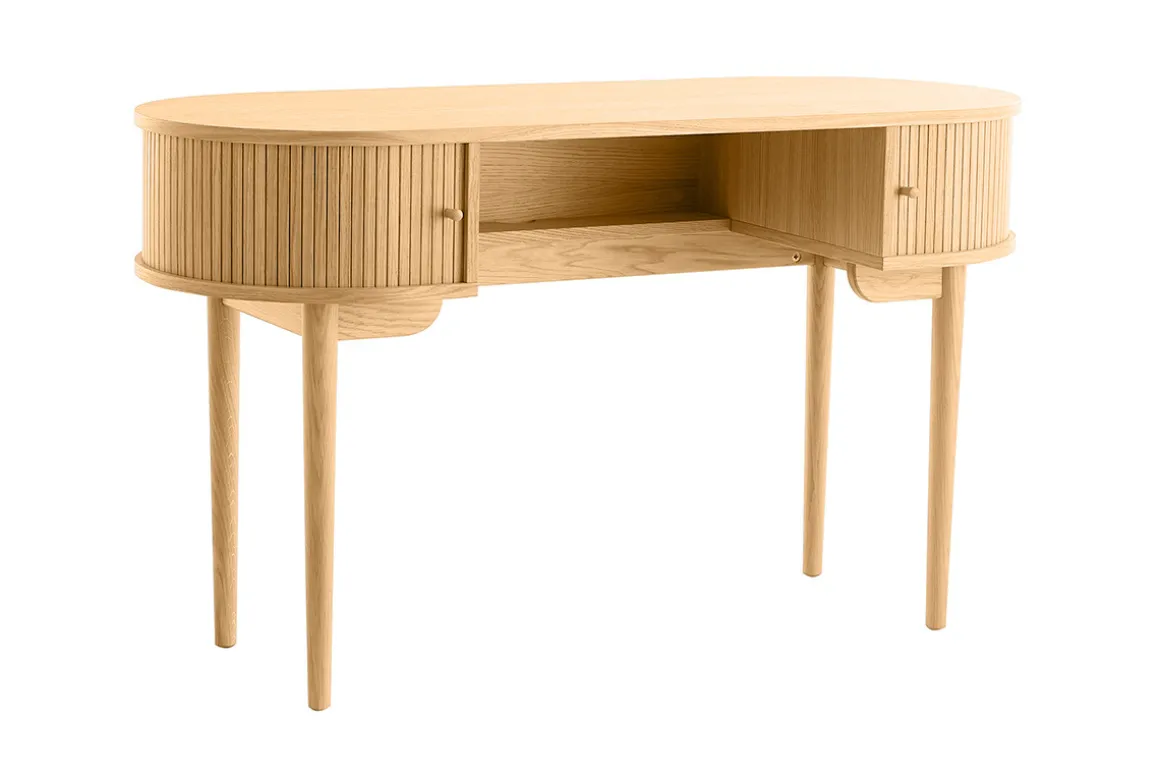 Miliboo Bureau Design-Bureau vintage avec rangements portes coulissantes bois clair chêne L130 cm EPIC