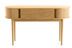 Miliboo Bureau Design-Bureau vintage avec rangements portes coulissantes bois clair chêne L130 cm EPIC