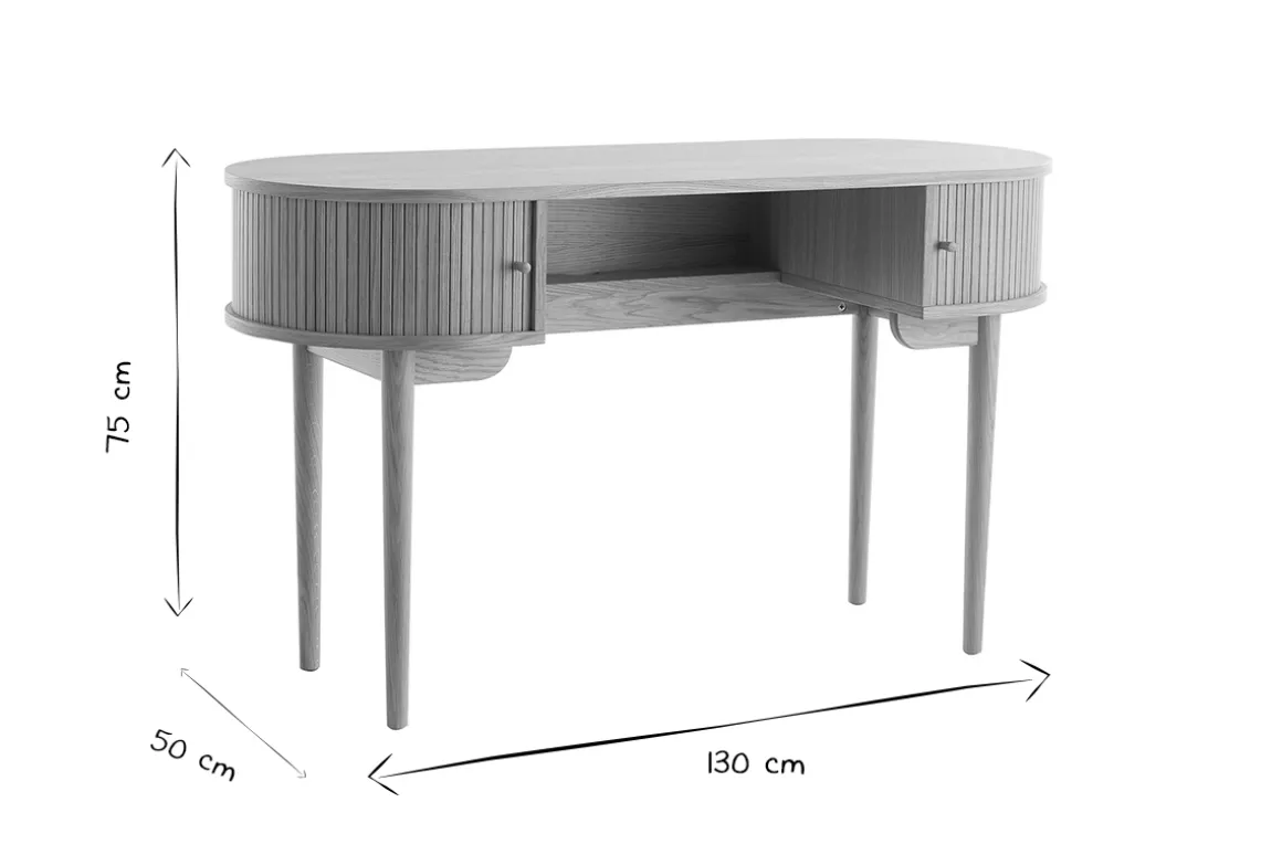 Miliboo Bureau Design-Bureau vintage avec rangements portes coulissantes bois clair chêne L130 cm EPIC