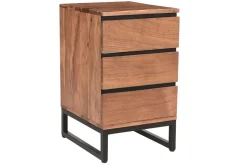 Miliboo Rangement Bureau-Caisson de bureau 3 tiroirs industriel bois massif et métal noir HOORN