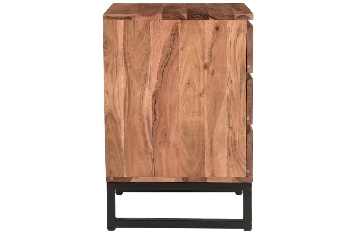 Miliboo Rangement Bureau-Caisson de bureau 3 tiroirs industriel bois massif et métal noir HOORN