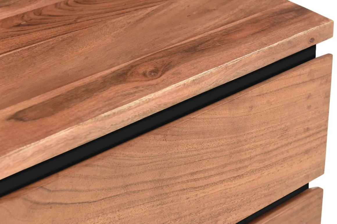 Miliboo Rangement Bureau-Caisson de bureau 3 tiroirs industriel bois massif et métal noir HOORN