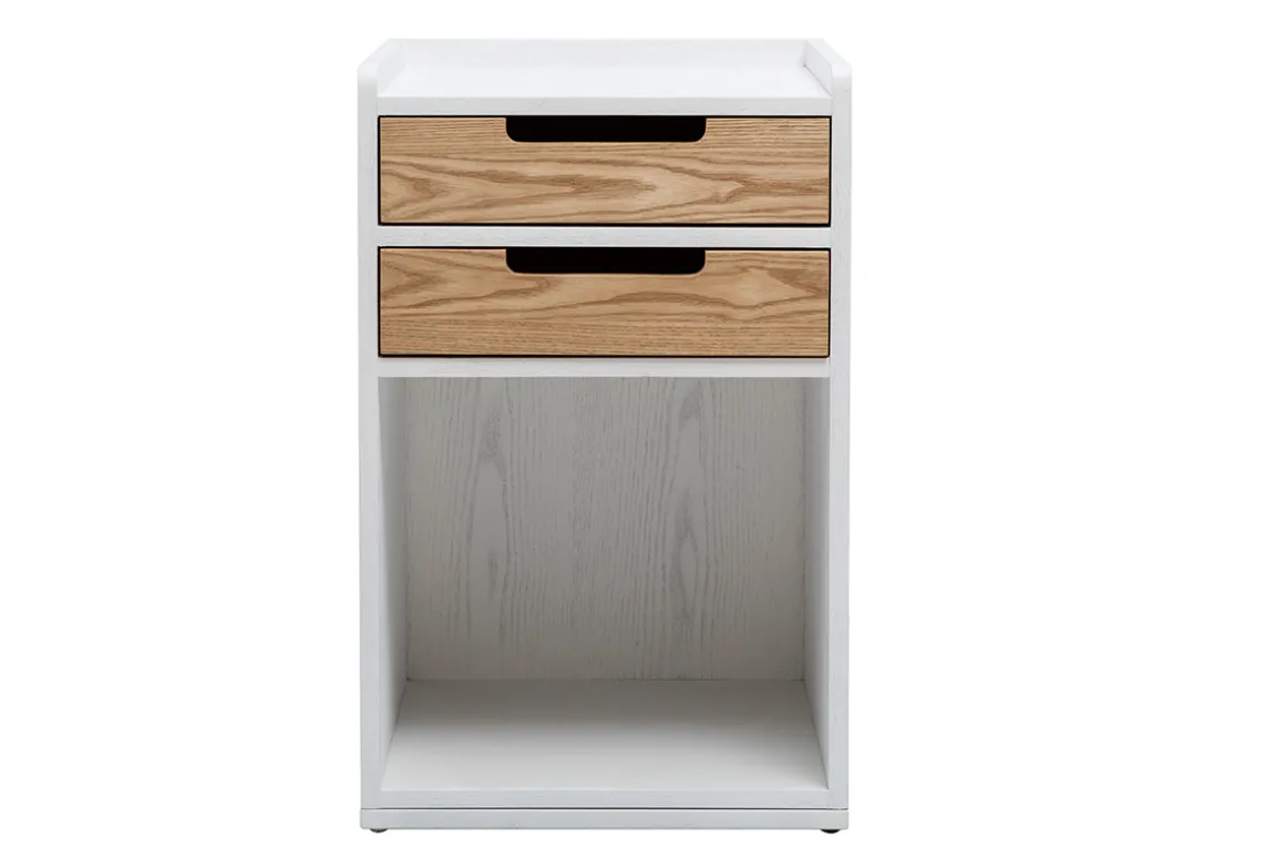 Miliboo Rangement Bureau-Caisson de bureau 2 tiroirs scandinave blanc et bois clair OPUS