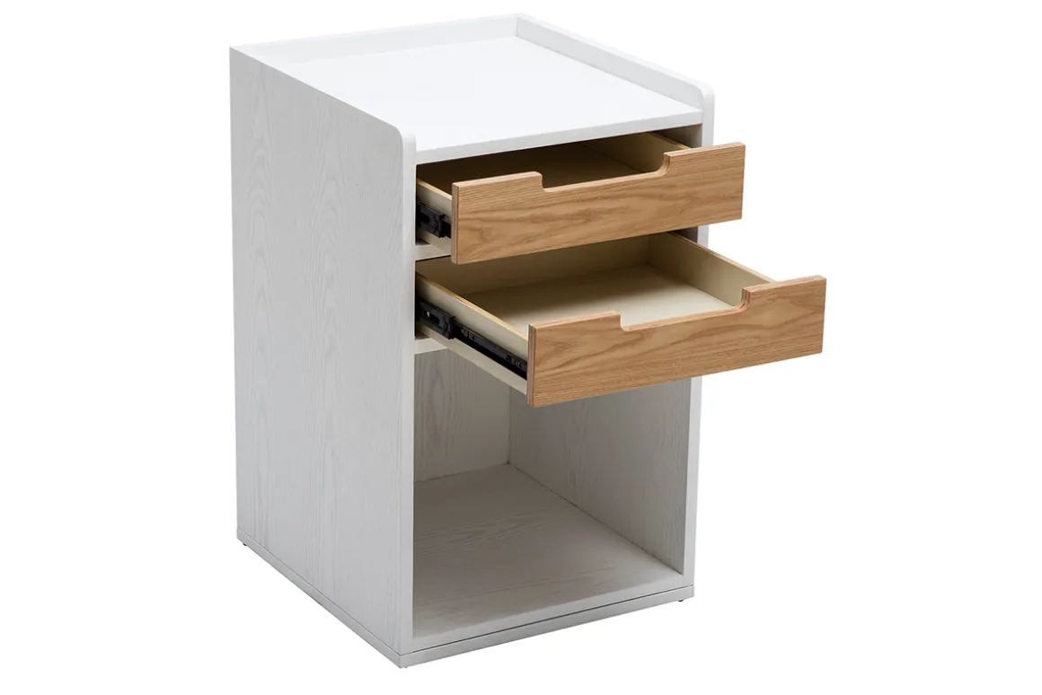 Miliboo Rangement Bureau-Caisson de bureau 2 tiroirs scandinave blanc et bois clair OPUS
