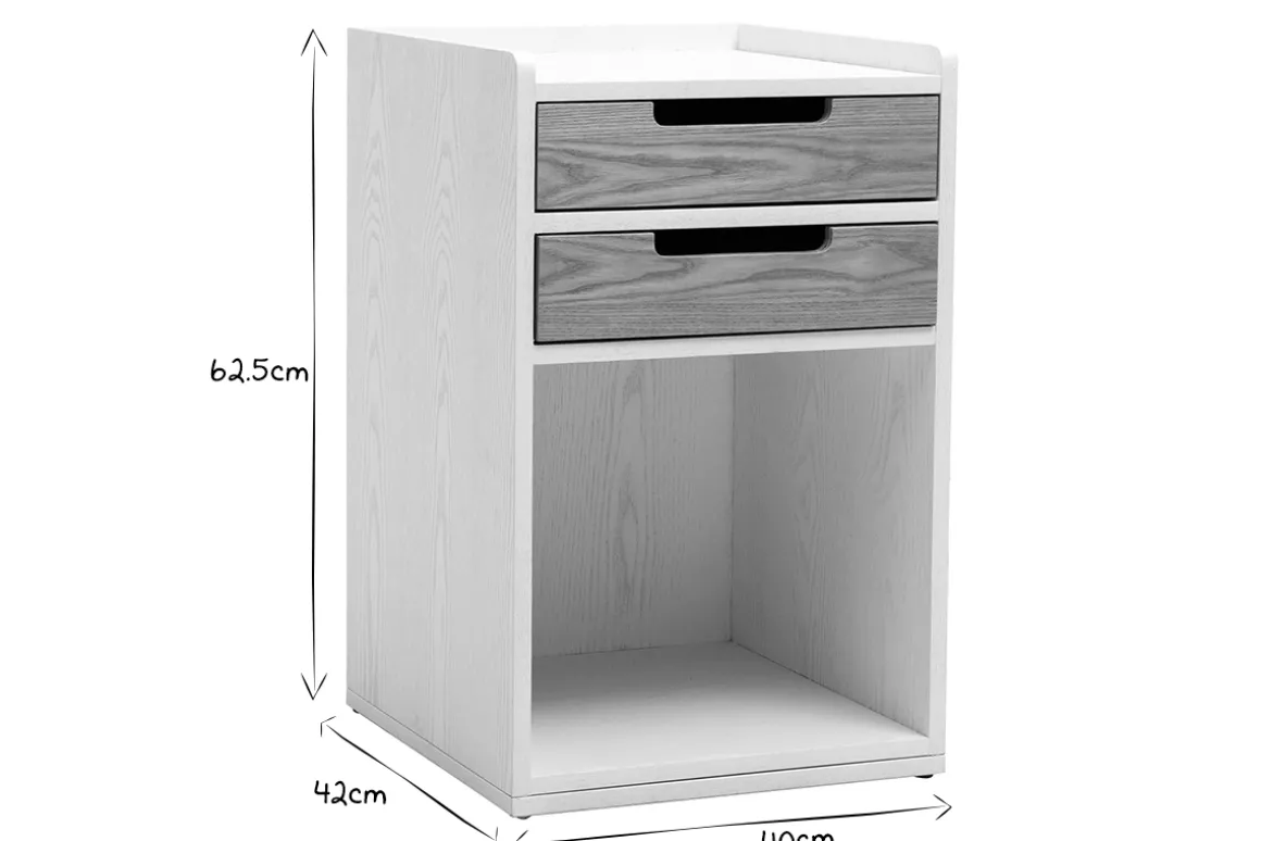Miliboo Rangement Bureau-Caisson de bureau 2 tiroirs scandinave blanc et bois clair OPUS