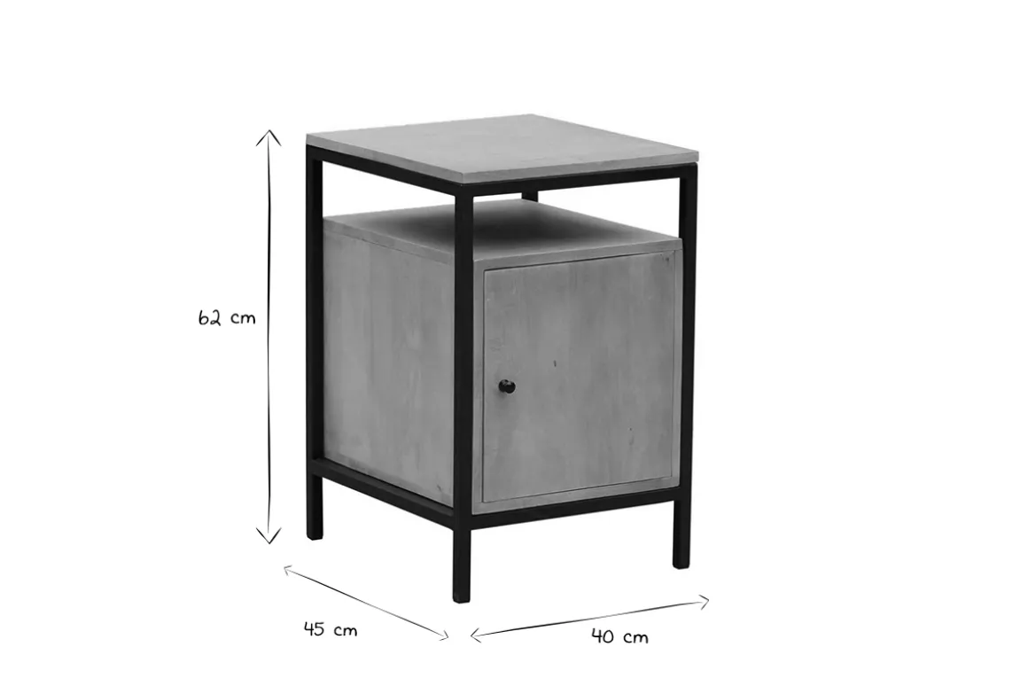 Miliboo Rangement Bureau-Caisson de bureau industriel bois manguier massif et métal noir OPIUM