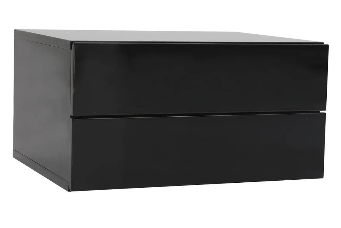 Miliboo Rangement Bureau-Caisson de rangement 2 tiroirs noir laqué MAX