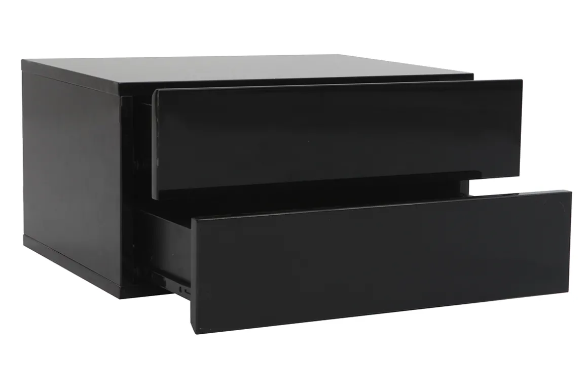 Miliboo Rangement Bureau-Caisson de rangement 2 tiroirs noir laqué MAX