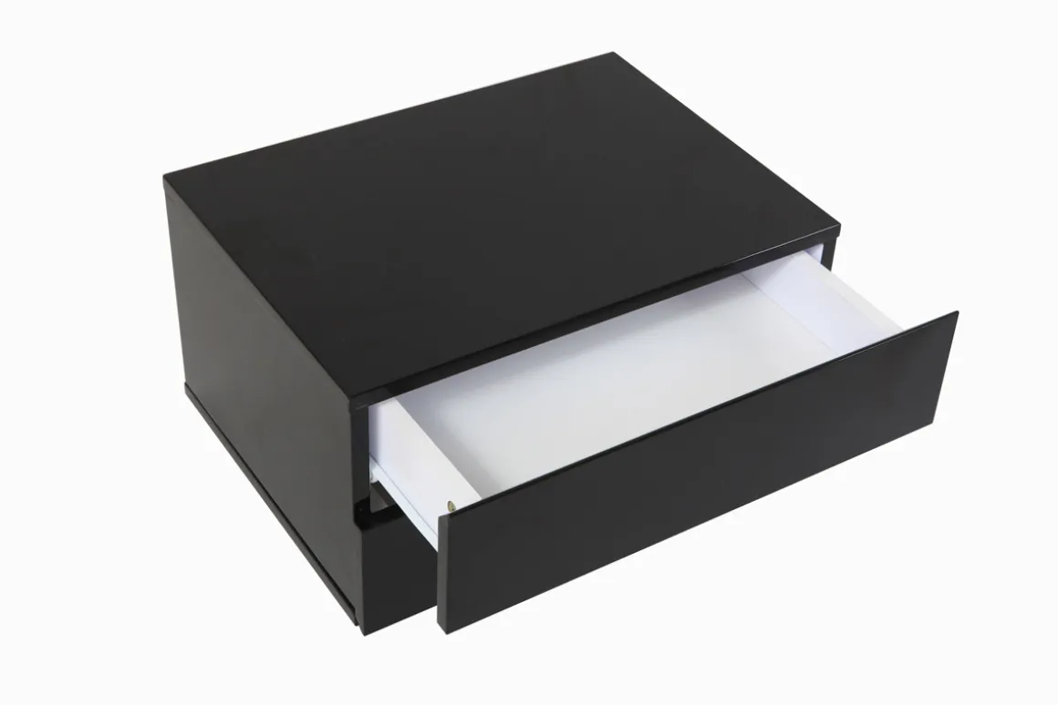 Miliboo Rangement Bureau-Caisson de rangement 2 tiroirs noir laqué MAX