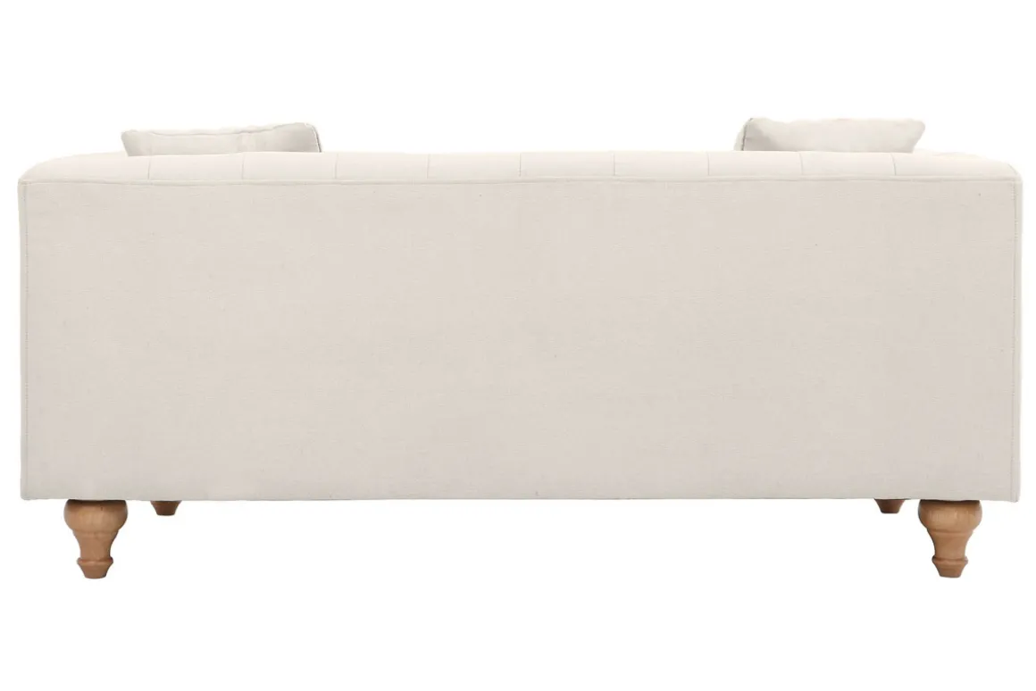 Miliboo Canapé Design|Voir Tous Les Canapés-Canapé 2 places capitonné en tissu beige et bois clair MONTAIGNE