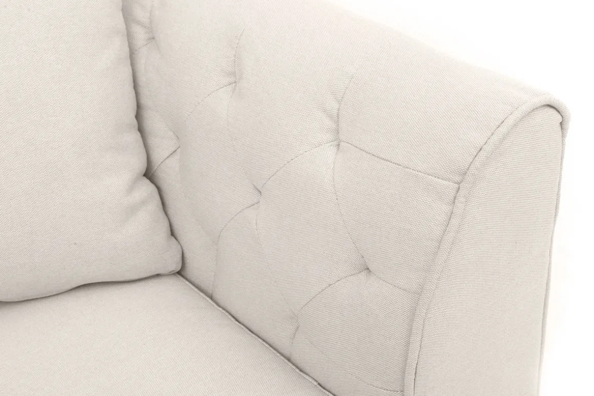 Miliboo Canapé Design|Voir Tous Les Canapés-Canapé 2 places capitonné en tissu beige et bois clair MONTAIGNE