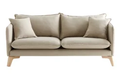 Miliboo Canapé Design|Voir Tous Les Canapés-Canapé 3 places éco-responsable en tissu recyclé naturel et bois clair FOREST