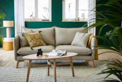 Miliboo Canapé Design|Voir Tous Les Canapés-Canapé 3 places éco-responsable en tissu recyclé naturel et bois clair FOREST