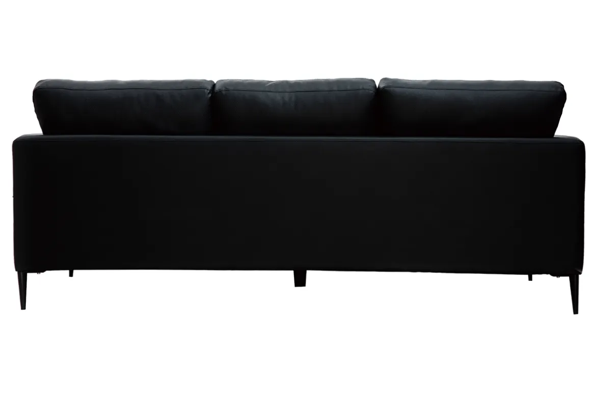 Miliboo Canapé Cuir|Voir Tous Les Canapés-Canapé 3 places cuir noir et métal noir JOPLIN