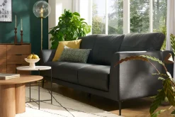 Miliboo Canapé Cuir|Voir Tous Les Canapés-Canapé 3 places cuir noir et métal noir JOPLIN