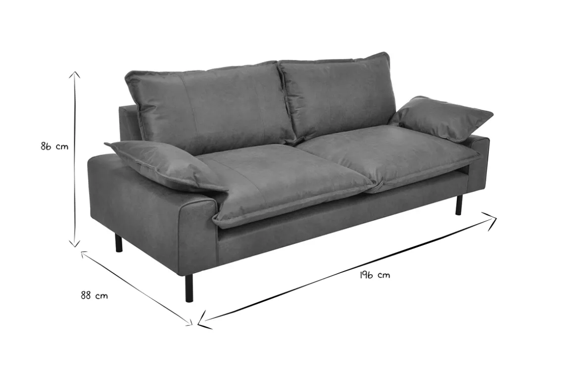 Miliboo Canapé Cuir|Voir Tous Les Canapés-Canapé 3 places en cuir aspect vieilli marron cognac et métal noir DORY