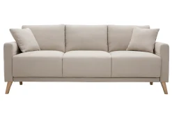 Miliboo Canapé Design|Voir Tous Les Canapés-Canapé 3 places en tissu beige et bois clair MUNIK