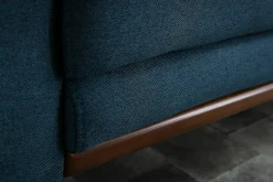 Miliboo Canapé Design|Voir Tous Les Canapés-Canapé 2 places en tissu bleu foncé et bois foncé EKTOR